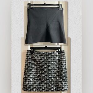 J.CREW Metallic Tweed Mini Skirt Black Size 2 & ZARA Black Top